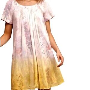Anthropologie HD in Paris floral swing chiffon pink yellow pastel mini dress 6